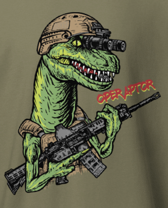 Oper-Raptor T-Shirt | Tactical Dinosaur Military Tee | Valhalla Wear