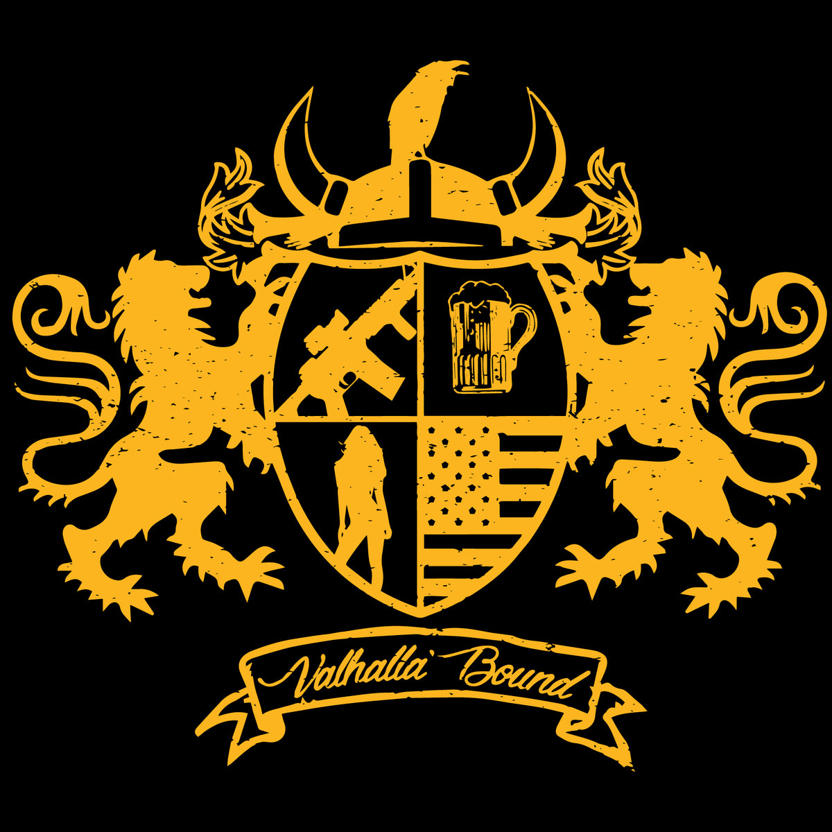 Valhalla Bound Crest T-Shirt | Viking Norse Tee | Valhalla Wear